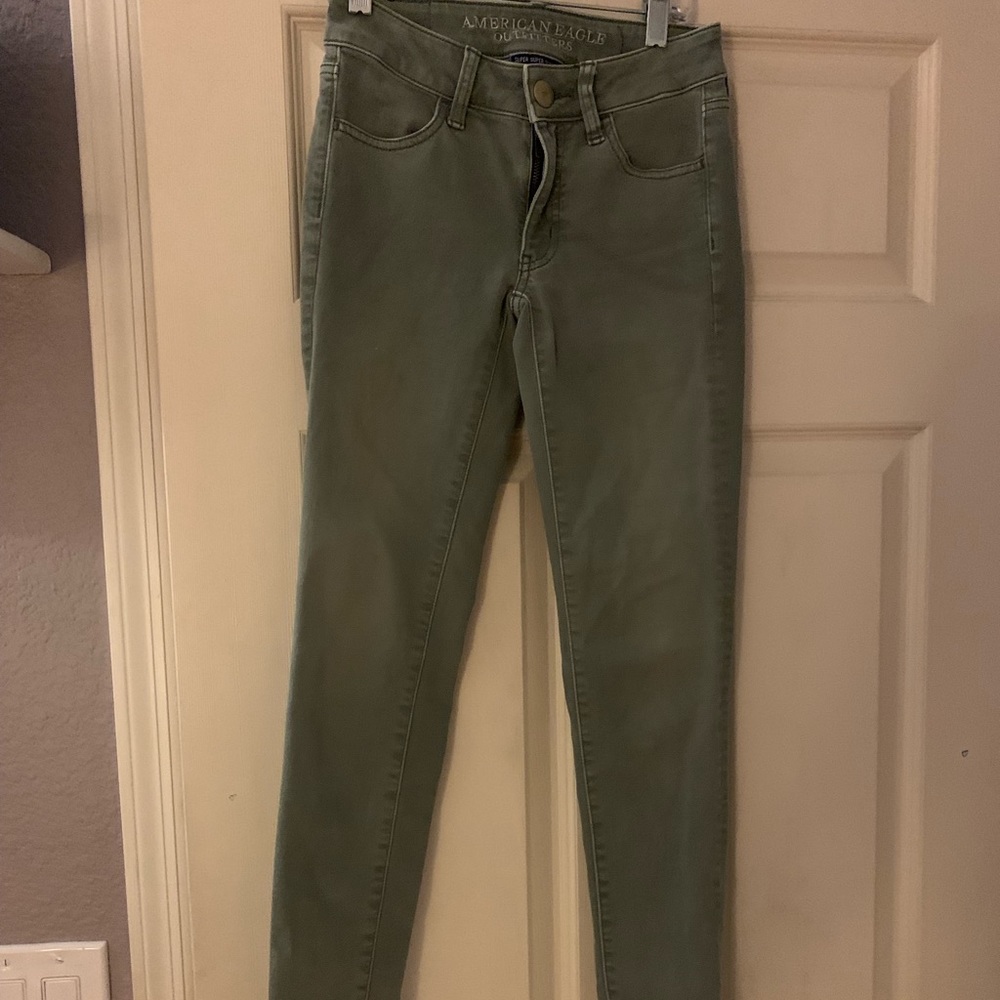american eagle green super super stretch jeans